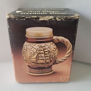 Vintage AVON Tall Ships Ceramic Stein Mini Stein Collectible, 5 ships on Stein